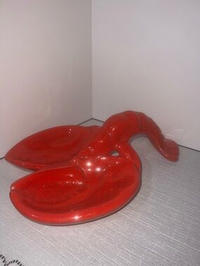 Vintage Ceramic Red Lobster Crawfish Serving Piece Dish Seafood